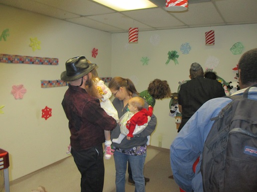 There are families in the popcorn room